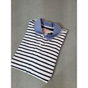 Brooks Brothers Men's L Striped Polo Shirt‎ Blue Collar Nautical Cotton Preppy